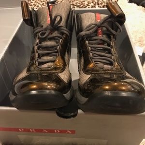 Prada Men's 4T0341 O9Z F0BUK07 Patent Sneaker